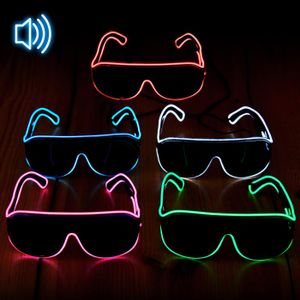 Soundsensitive LED-Sonnenbrille Pilotenbrille EL-Wire Rave Brille Farbe - blau