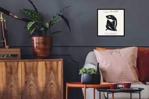 MuchoWow® Gerahmtes Poster Frau - Abstrakt - Schwarz - Henri Matisse 40x40 cm - Poster mit Schwarzem Bilderrahmen Wandposter Rahmen Foto Bilder - Mit Rahmen - Wanddekoration Schlafzimmer