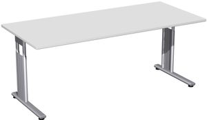 C-Fuß Flex Schreibtisch, gerade, höhenverstellbar, verschiedene Größen und Farben, FarbeNachbildung:Lichtgrau, Größe Tischplatte:180 x 80 cm