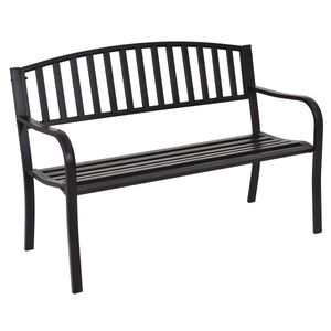 COSTWAY Záhradná lavička s operadlami, 3-miestna parková lavička, kovová lavička s nosnosťou do 280 kg, lavička na odpočinok 127 x 60 x 87 cm