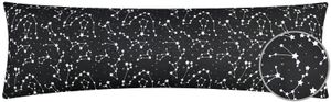 Baumwoll Renforcé Seitenschläferkissen Bezug 40x145cm - Sternenhimmel, Sternzeichen in Schwarz und Weiß - 100% Baumwolle Stillkissenbezug (KY-540-1)