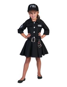 FBI Agentin Kostüm für Mädchen - Schwarz | Police Girl Polizistin Kinderkostüm Größe: 140