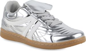 VAN HILL Damen Sneaker Low Schnürer Sportliche Freizeit Gesteppte Schuhe 841695, Farbe: Silver Weiß, Größe: 38 VAN HILL Damen Sneaker Low Schnürer Sportliche Freizeit Gesteppte Schuhe 841695, Farbe: Silver Weiß, Größe: 38