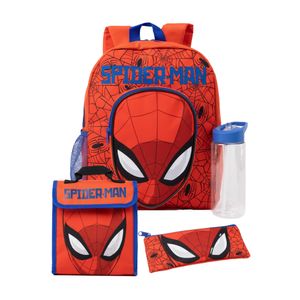 Spider-Man - Kinder Rucksack Set - 4er-Pack NS7340 (Einheitsgröße) (Rot)