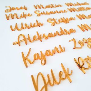 Tischkarten Hochzeit personalisiert - Tischdeko Hochzeit Platzkarten Acryl (Gold)