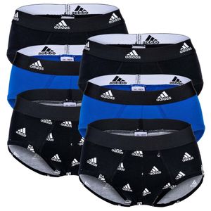 Adidas Herren Slip, 6er Pack - Briefs, Active Flex Cotton, Logo, einfarbig Schwarz/Weiß/Blau XL