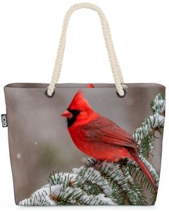 VOID Kardinal Vogel Natur Strandtasche Shopper 58x38x16cm 23L XXL Einkaufstasche Tasche Reisetasche Beach Bag