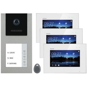 Balter EVO-AP Grau Video Türsprechanlage 7" Touchscreen RFID 2-Draht BUS Set für 3 Familienhaus