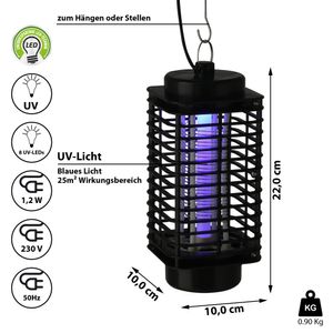 Insektenvernichter UV Lampe 10x22cm Fliegenfänger Mückenfalle Insektenkiller Outdoorlampe UV-LEDs