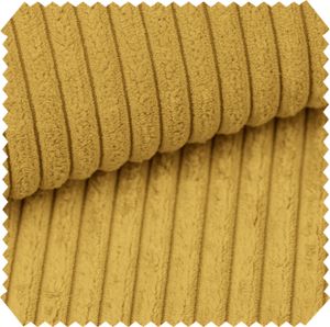 novely® PORTO - Polsterstoff in Breitcord-Optik - Ultraweicher Möbelstoff - Pflegeleichte Meterware 1 lfm - Farbe: 43 Sonnengelb