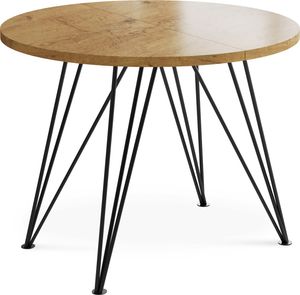Runder Ausziehbarer Esstisch - Loft Style Tisch mit Metallbeinen - 100 bis 180 cm - Industrieller Rund Tisch für Wohnzimmer - Spacesaver - 100 cm - Eiche Lancelot