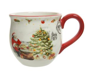 Tasse mit Weihnachtsmann Dolomit 9cm weiß / rot 1 Stück