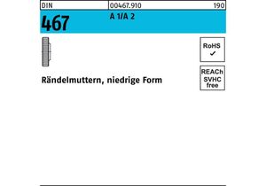 Rändelmutter DIN 467 niedrige Form M 10 A 1/A 2