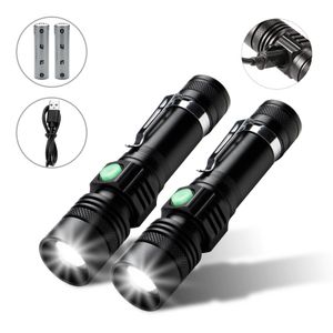 EINFEBEN 2x Super hell Taschenlampe LED Taschenlampen Taktisches Fackel USB 18650 Akku Batterie Flashlight wiederaufladbare