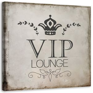 Feeby Leinwandbild auf Vlies VIP Lounge Retro Schriftzug 40x40 Wandbild Bilder Bild