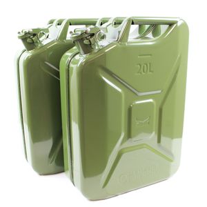 2x Benzinkanister Kraftstoffkanister Metall 20 Liter Olivgrün Kanister für Benzin und Diesel