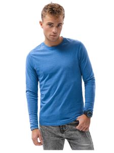 Ombre Herren Pullover Basic Bluse Longsleeve aus 100% Baumwolle S-XXL L131, Blau M