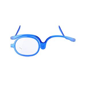Drehbare faltbare Lesebrille einseitige Make-up Brille Mini Schminkbrille für Damen Frauen，+2.0 Blau