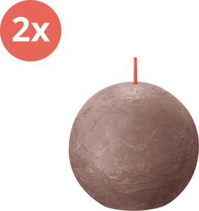 Bolsius - Rustikale Kugelkerze - Ø76mm - Rustikales Taupe - Vorteilspack - 2 Stücke