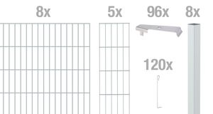 Alberts Cluster Gabionenzauset Einbetonieren Steinkorb Höhe 80-180cm Länge 2-10m, Farbe:feuerverzinkt, Zaun-Länge:8 m, Zaun-Höhe:180 cm