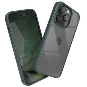 EAZY CASE Clear Hybrid Bumper Hülle kompatibel mit Apple iPhone 14 Pro, Handyhülle mit Aufprallschutz, Stoßfest, Kratzfest, dünne Schutzhülle mit Kameraschutz, Handy Case, Nacht Grün