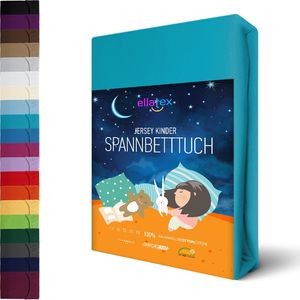 JERSEY KINDER Spannbettlaken 70x140cm Kinderlaken Spannbetttuch 100% Baumwolle für Kinderbett Babybett, in Farbe: Türkis