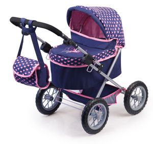 Bayer Design Puppenwagen Trendy mit Tasche, dunkelblau, rosa