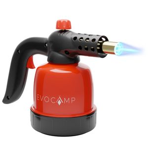 EVOCAMP Gasbrenner 1,3 kW, Küchenbrenner, Lötlampe für Camping, Kochzubehör, mit Piezozündung, Max. Temperatur 1300°C