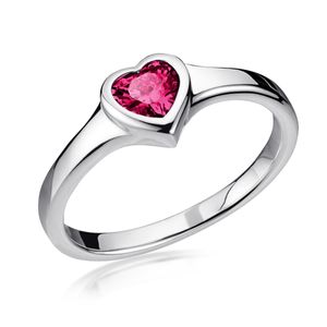 MATERIA Roter Herz Ring Silber 925 Damen - Verlobungssring Silberring rhodiniert mit Zirkonia in Ringbox 16 17 18 19 20mm, Ringgrößen:54 (17.2mm Ø)