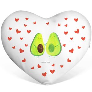 Mr. & Mrs. Panda Herzkissen Avocado Pärchen - Weiß - Geschenk, Veggie, Avocados, Geburt, Familie, Schwangerschaft, Babyparty, Liebe, Vegan, Herzform, Dekokissen, Gesund