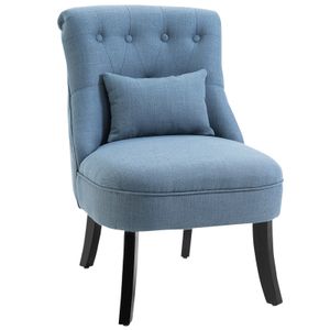 HOMCOM Relaxsessel mit Rückenkissen, Sessel, Fernsehsessel, Erhöhte Füße, Leinen, Blau, 52,5 x 69 x 77 cm