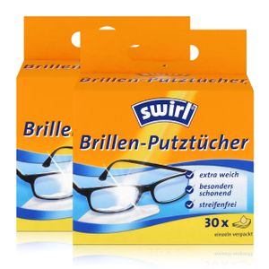 Swirl Brillen Putztücher 30 stk. Tücher - Mit Anti-Beschlag-Effekt (2er Pack)