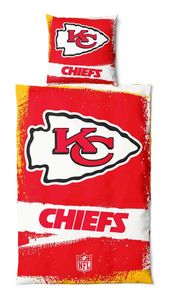 Kansas City Chiefs NFL Bettwäsche Set ** Raw ** Baumwolle, Reißverschluss, 135x200 cm Bettdeckenbezug und 80x80 cm Kissenbezug, 4022150