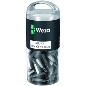 Wera 05072448001, 100 szt., Torx, TX 20x25, 25 mm, 25,4 / 4 mm (1 / 4"), Sześciokątny