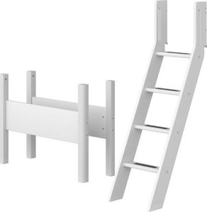 White Schrägleiter und Pfosten für mittelhohes Bett Weiß