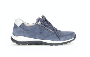 Gabor Comfort Sneaker Low - Blau Veloursleder Größe: 41.5 Normal
