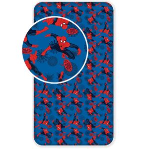 Spiderman Spannbettlaken - Spannbetttuch - 100% Baumwolle 90x200 cm Bezug Blau