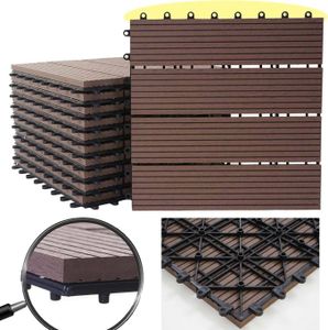 WPC Bodenfliese Rhone, Holzoptik Balkon/Terrasse, 11x je 30x30cm = 1qm  Premium, coffee linear