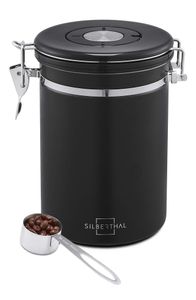 SILBERTHAL Kaffeedose luftdicht 500g Edelstahl - Behälter für Kaffeebohnen, Kaffeepulver - inkl. Kaffeemühle