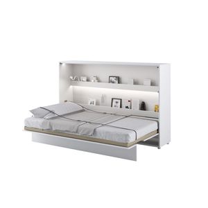 MEBLINI Schrankbett Bed Concept - Wandbett mit Lattenrost - Klappbett mit Schrank - Wandklappbett - Murphy Bed - Bettschrank - BC-05 - 120x200cm Horizontal - Weiß Matt