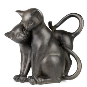 Dekofigur Figur Katze Kater Katzen Katzenpaar Polyresin Antik Stil H 17,5 cm