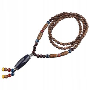 NEPAL BUDDHIST Holz Halskette MALA Amulett HANDGEARBEITET Tibetische Perlen