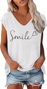 T Shirt Damen V Ausschnitt Damen Shirt Tshirt T T-Shirt Sommer Kurzarm Top Bluse Sport Oberteil Oberteile Shirts Elegant Oversize Für Tshirts Mit Locker Baumwolle Basic Blusen T-Shirts