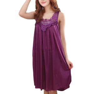 Summer Lace Patchwork Ärmellose Pyjamas Nachtwäsche Frauen Nachthemd Nachthemd||violett