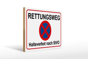 Holzschild Hinweis 30 x 40cm Rettungsweg Halteverbot StVO