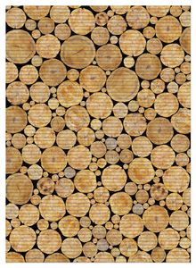 Wallario Duschmatte Antirutschmatte Badmatte Fußmatte Holzstapel rund, Größe ca. 90 x 65 cm