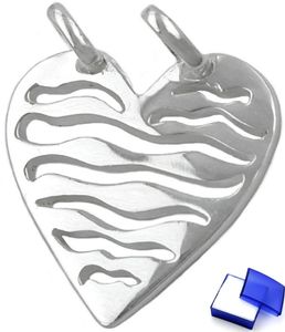 Kettenanhänger Anhänger Herz durchbrochen mit 2 Ösen glänzend 925 Silber 21 mm inkl. kleiner Schmuckbox