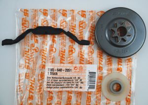 Stihl Original Satz Kettenrad 11456402051 Carving Kettenrad + Schnecke 1/4" ,8Z, Ms, 201,Ms201