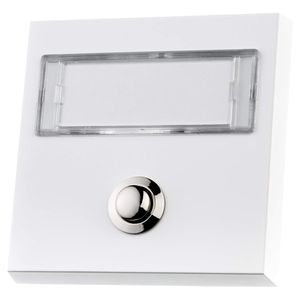 Aufputz Klingeltaster 1-fach aus Echtmetall, weiß lackiert  - Türklingelknopf mit extra großem Namensschild und LED Hintergrundbeleuchtung