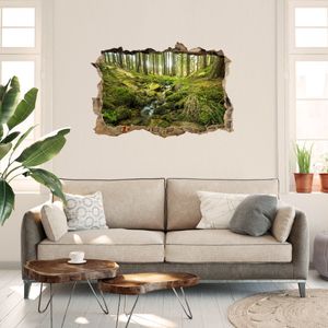 3D-Wandsticker Bach im Wald, Moos, Bäume, Wasser, Baum - Wandtattoo M1185 – Design 01 / klein